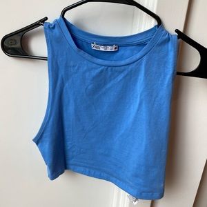 ZARA Light Blue High-neck Crop Top